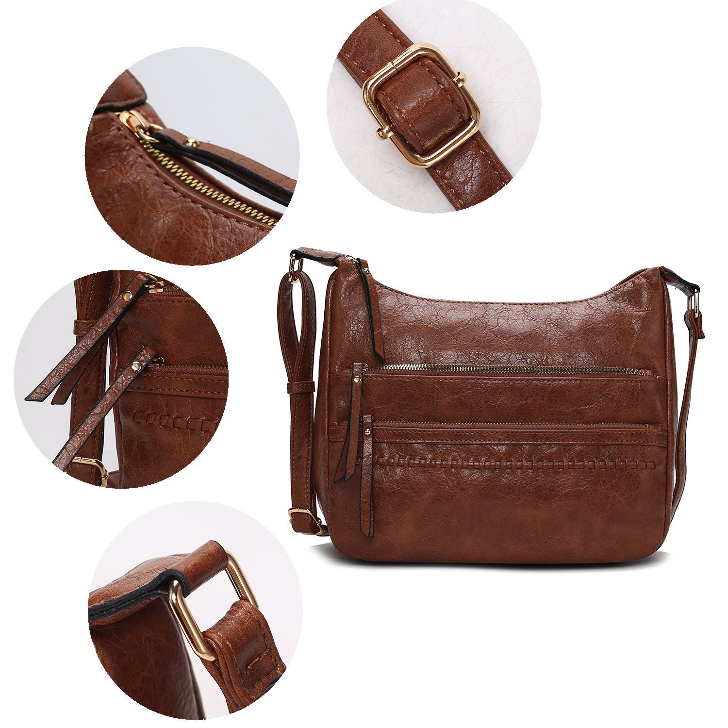 (brown)Oakley Shoulder Bag Vegan Leather by Mia K - BagNook