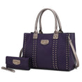 Load image into Gallery viewer, (purple)Davina Tote Set w/wallet her Crossover Womens Purse by Mia K - BagNook
