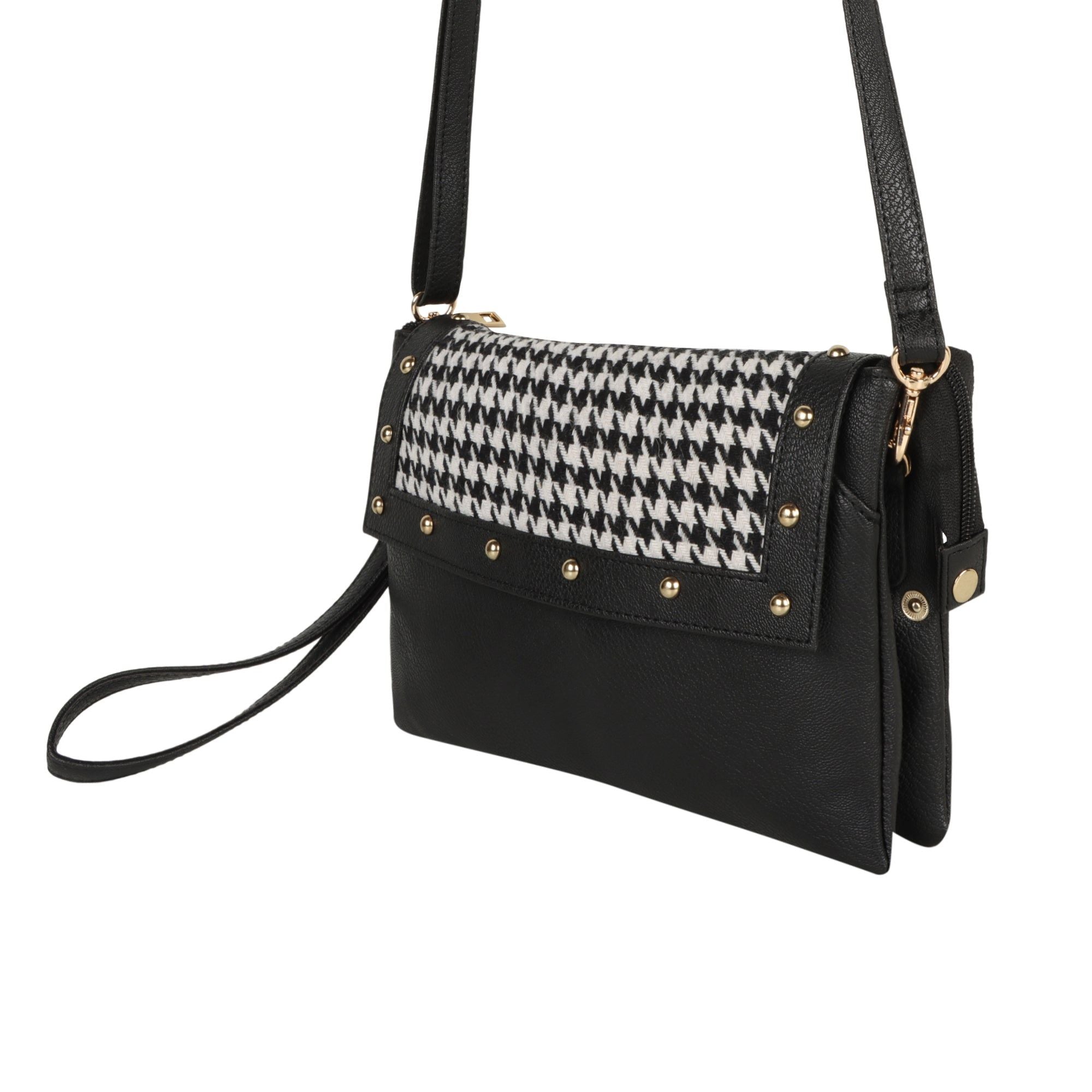 Millie Houndstooth Print Convertible Crossbody - BagNook