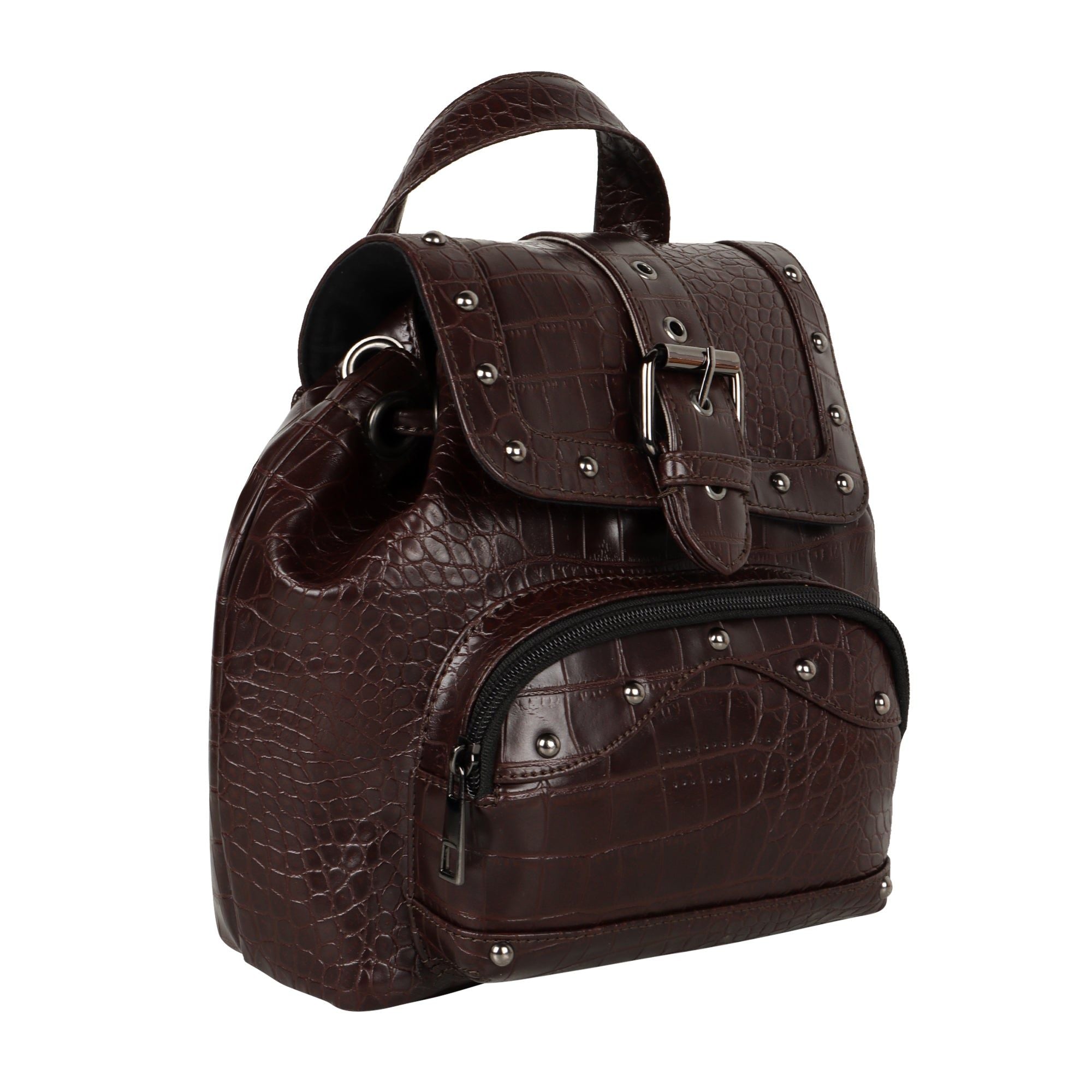 Katy Croc Print Mini Backpack - Upcycled Leather - BagNook