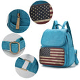 Load image into Gallery viewer, (turquoise)Regina Vegan Leather FLAG Backpack by Mia K - BagNook

