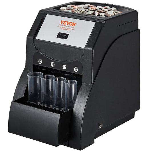 VEVOR USD Coin Sorter & Wrapper - 5¢ 10¢ 25¢, Sorts up to 230 Coins/min - BagNook