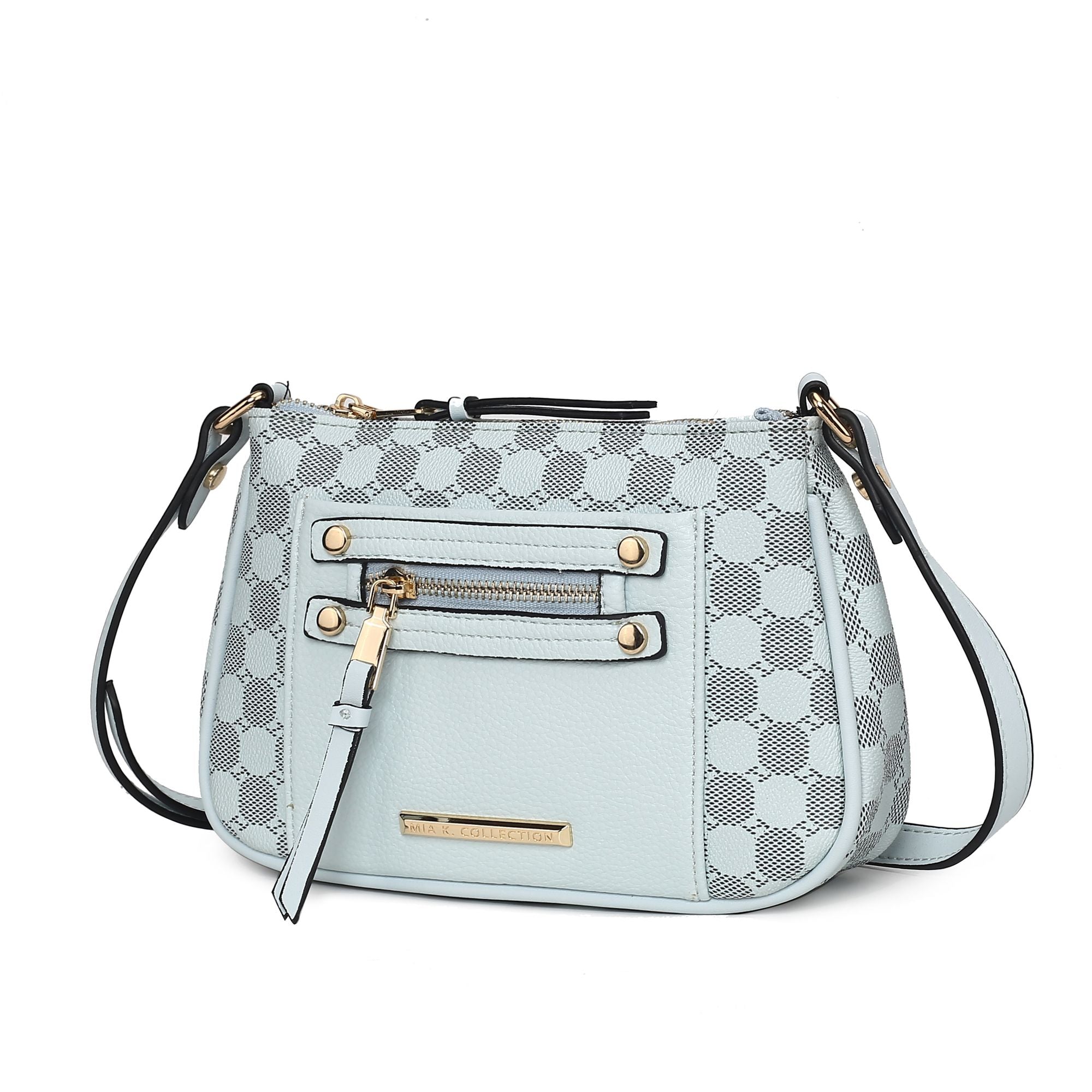 (light blue)Essie Circular Print Crossbody Bag by Mia K - BagNook