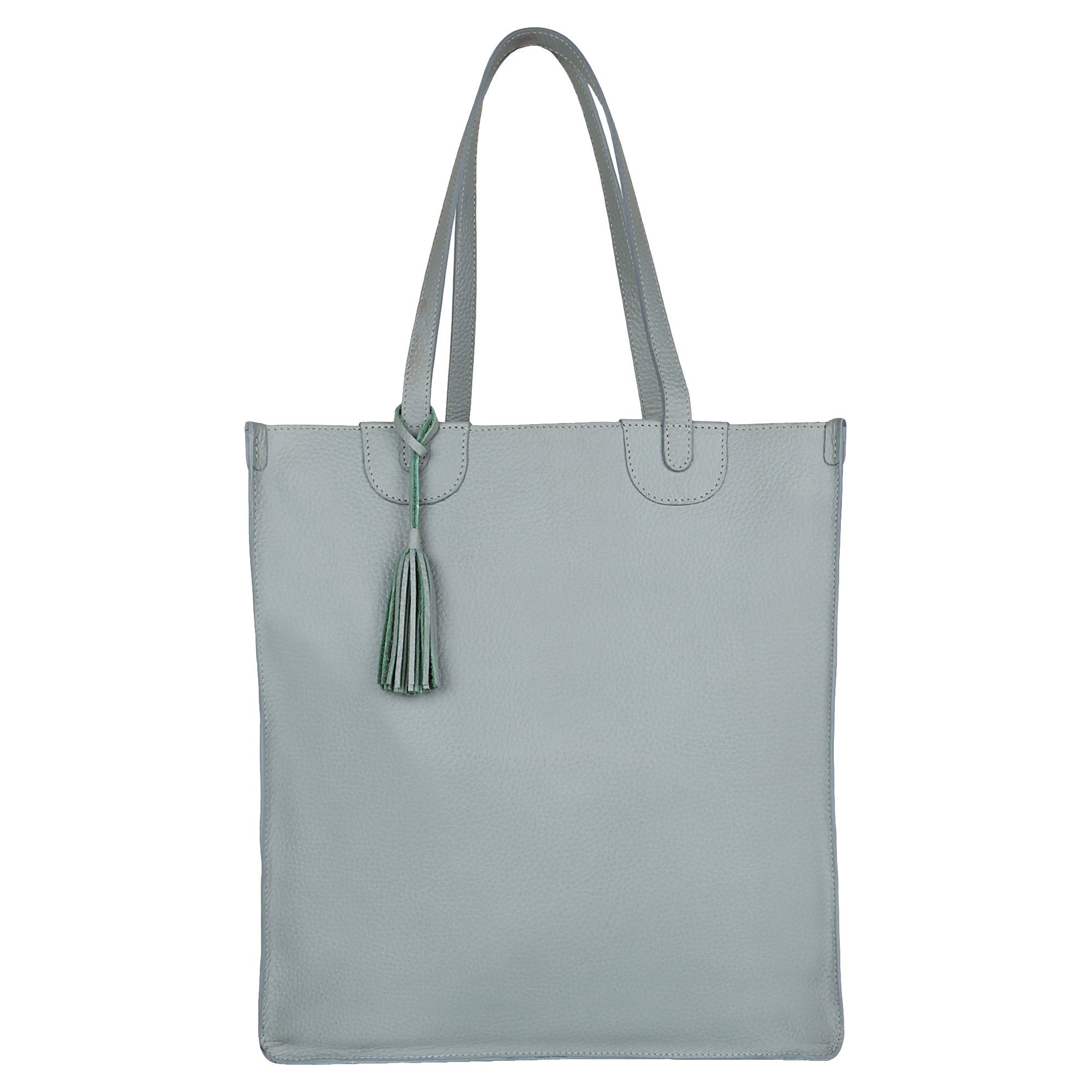 Maud Book Shop Tote - Upcycled Leather - Cool Grey - BagNook