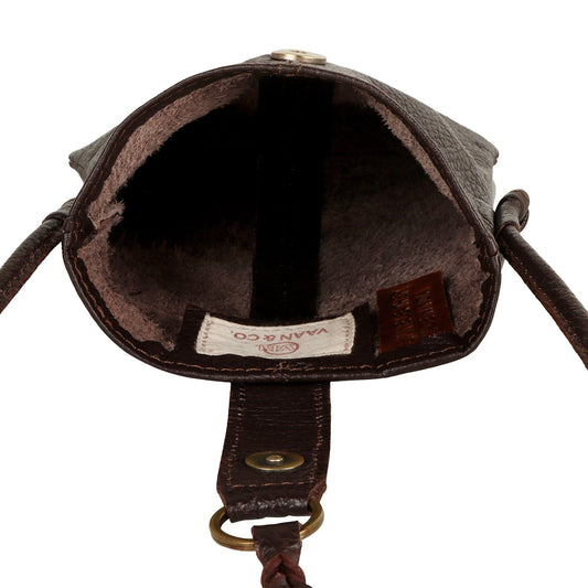 Jennie Small Crossbody bag w/ slim strap - Mahogany Brown - BagNook