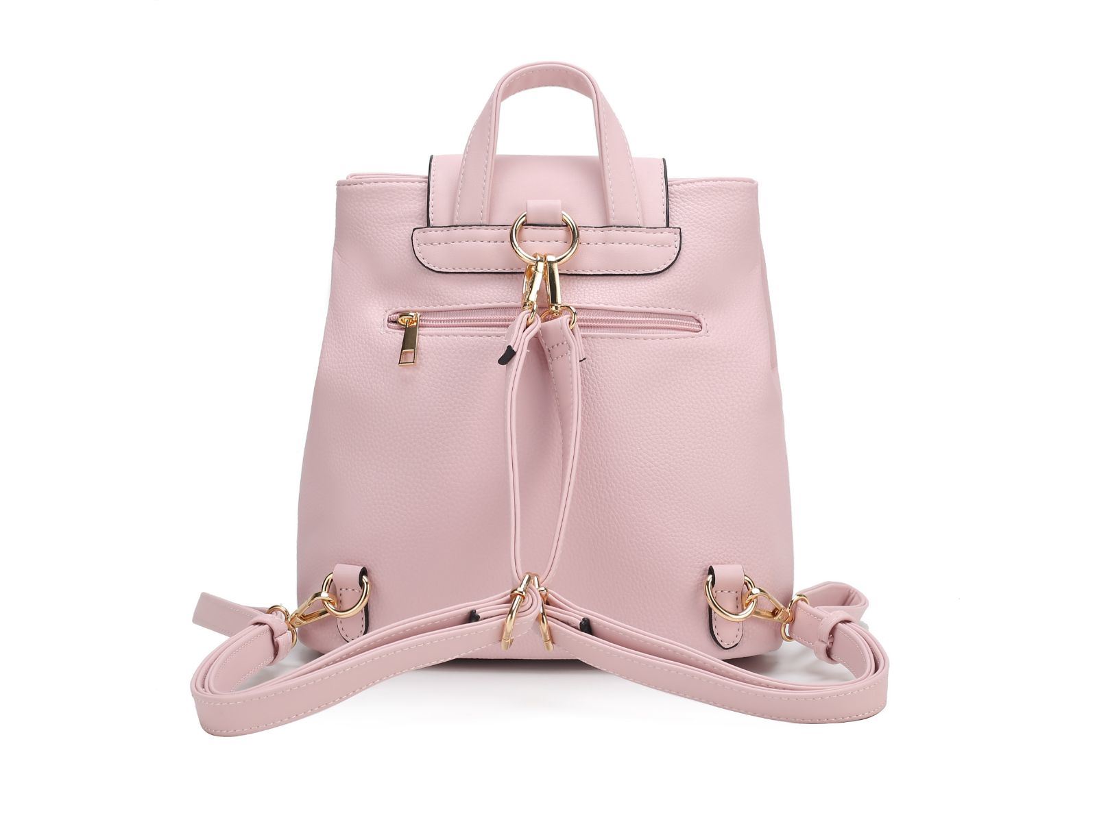 (pink)Ingrid Vegan Leather Convertible Daypack by Mia k - BagNook
