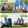 Load image into Gallery viewer, (2-green) Green inflatable camping mattress with a foot pump on a white background - bagNook
