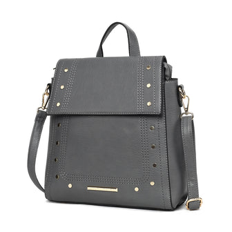 (charcoal)Elke Vegan Leather Backpack by Mia K - BagNook