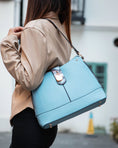 Load image into Gallery viewer, (denim)Ezra Snake Embossed Shoulder Handbag by Mia K - BagNook
