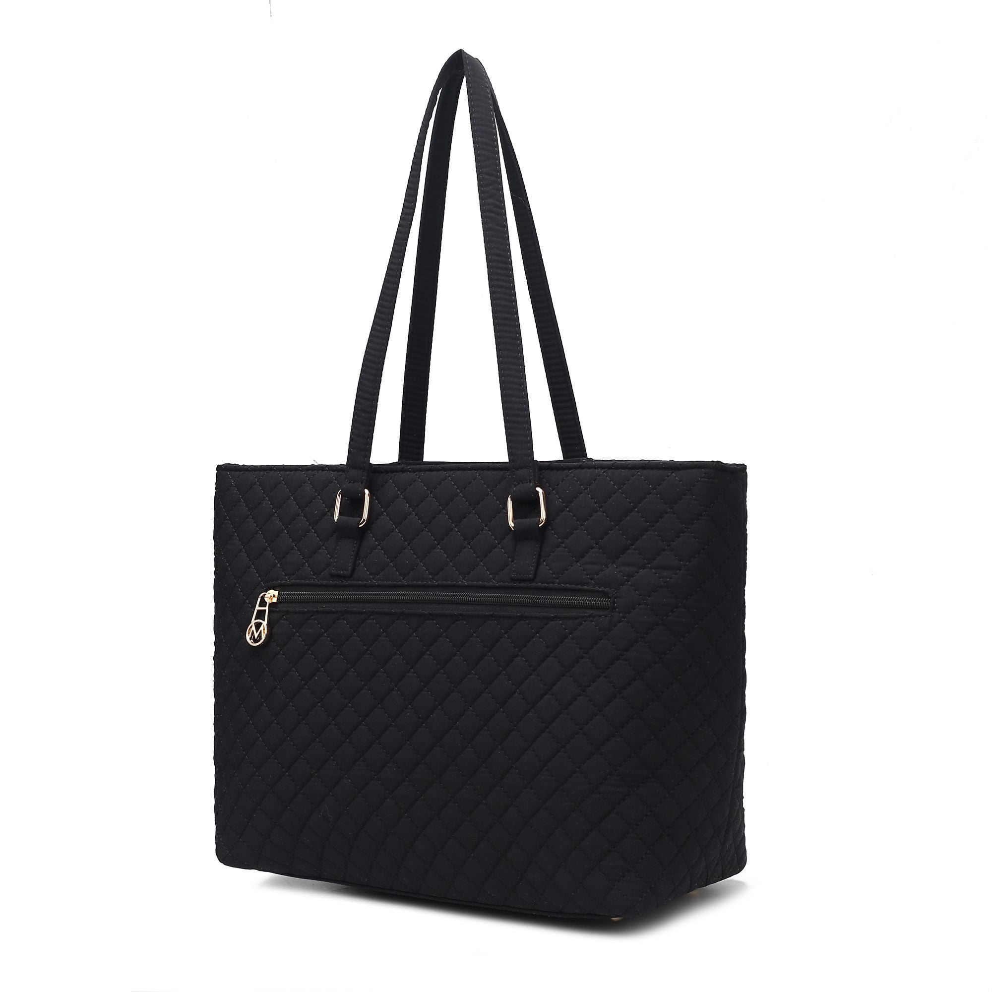 (black) Quilted Cotton Women Tote - bagNook