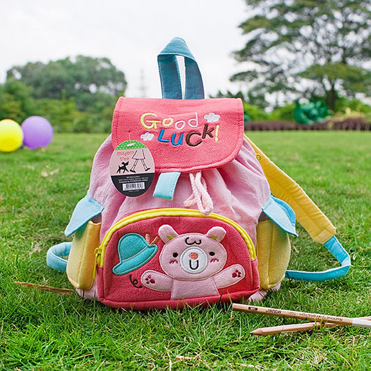 [Pink Rabbit] Embroidered Applique Kids Fabric Backpack - BagNook