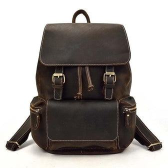 (dark brown)The Hagen Backpack | Vintage Leather Backpack - BagNook