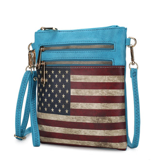 (turquoise)Genesis Vegan Leather Flag Women Crossbody by Mia k - BagNook