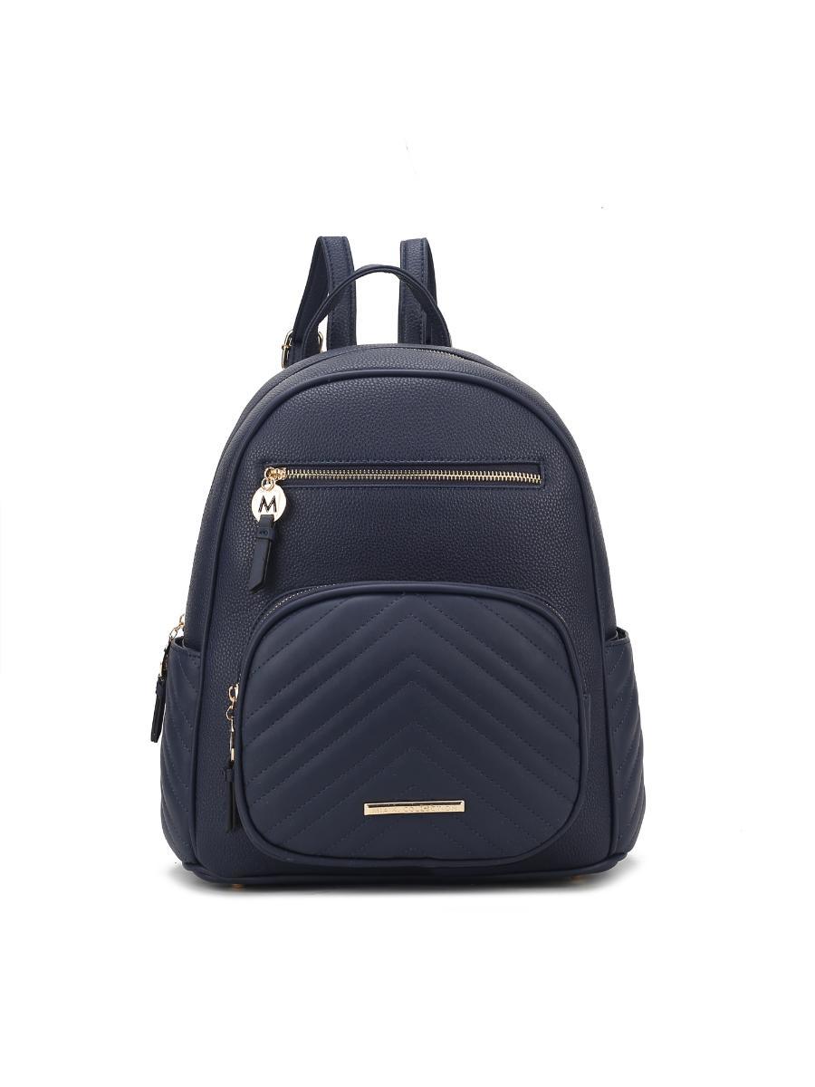 (navy blue)Romana Vegan Leather Backpack by Mia k - BagNook