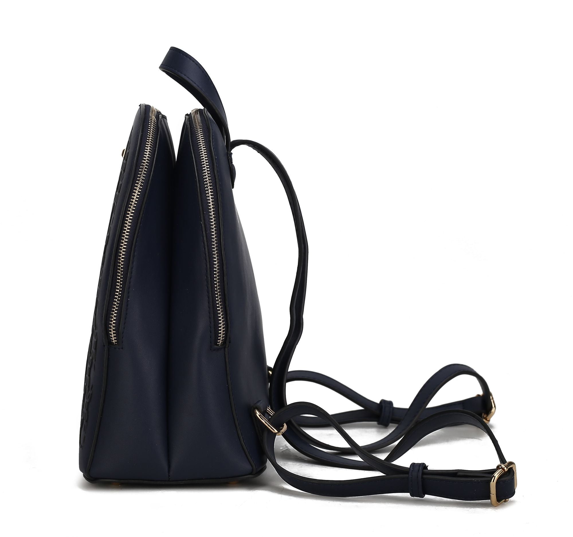 (navy)Sloane Vegan Leather Multi-Compartment Backpack by Mia K - BagNook