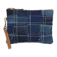 Load image into Gallery viewer, Max Patchwork Denim Wristlet - Upcycled - BagNook

