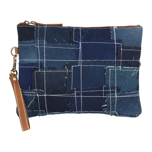 Max Patchwork Denim Wristlet - Upcycled - BagNook