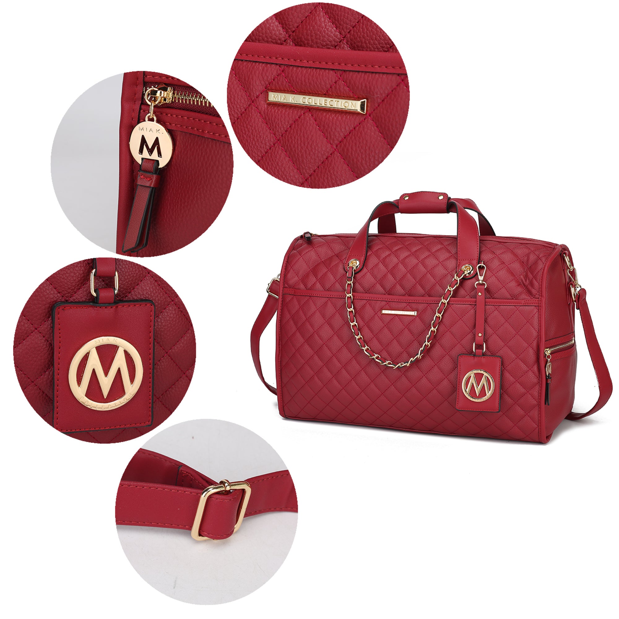 (red)Lexie Vegan Leather Women Duffle by Mia K - BagNook