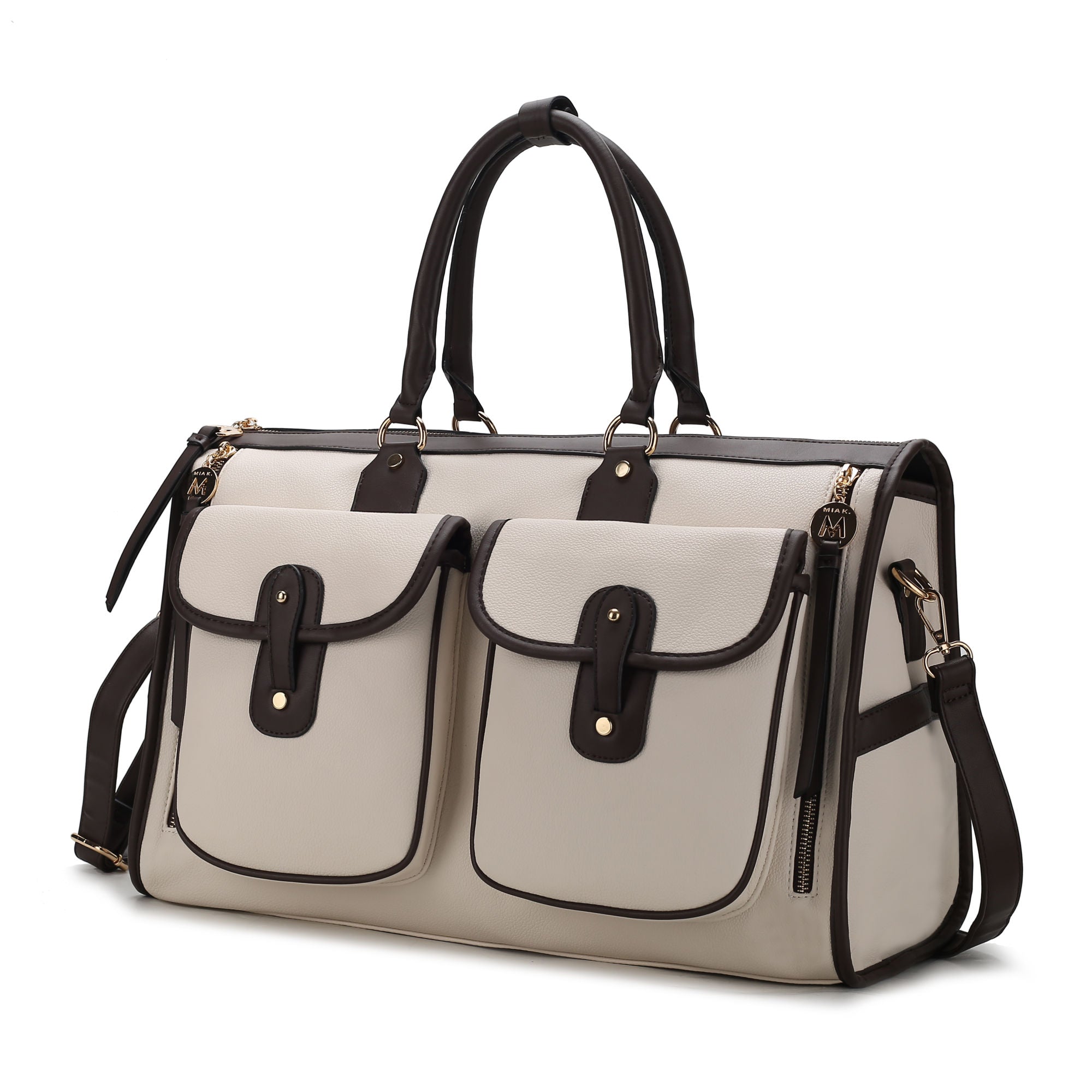 (beige)Genevieve Duffel Color Block by Mia k - BagNook
