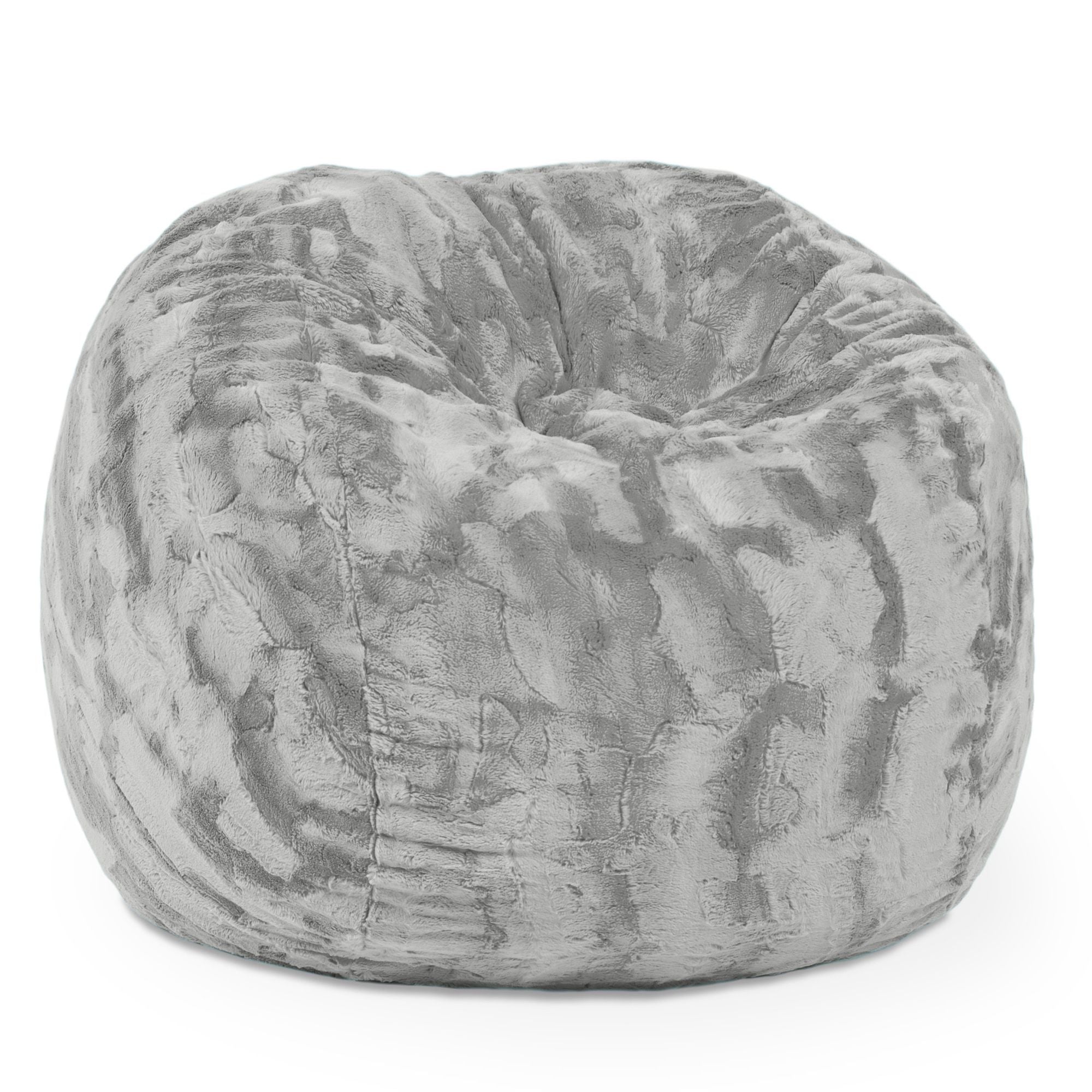 Jaxx Saxx 3 Ft Bean Bag Chair - Faux Fur - Silver - BagNook