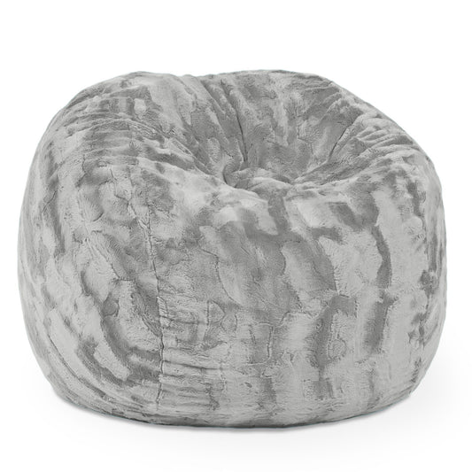 Jaxx Saxx 3 Ft Bean Bag Chair - Faux Fur - Silver - BagNook