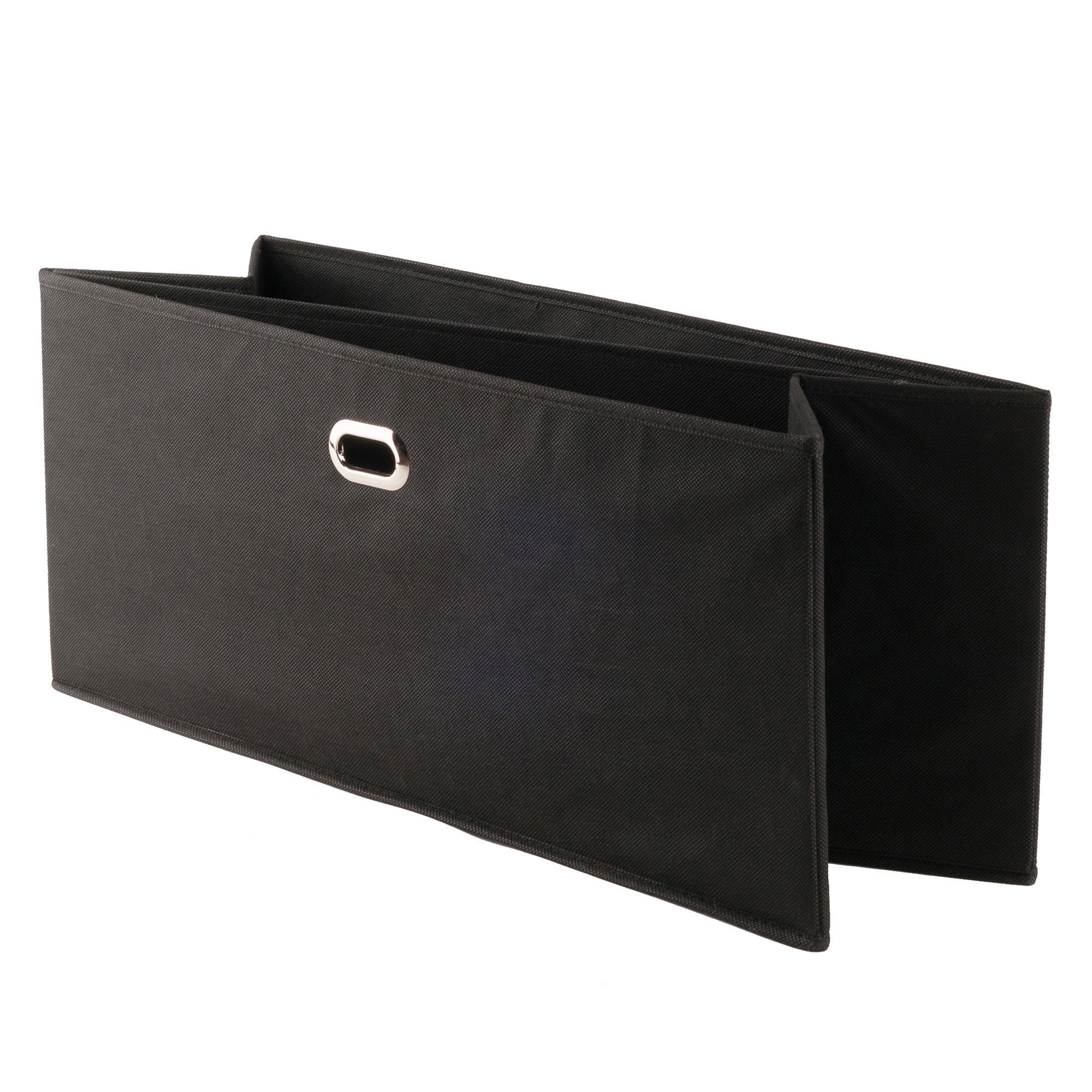 Torino 2-Pc Set Folding Fabric Baskets Black - BagNook