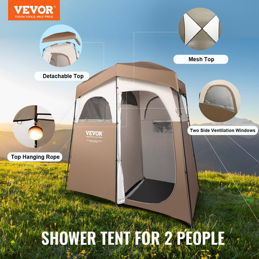 VEVOR Camping Shower Tent, 83" x 42" x 83" 2 Rooms - BagNook