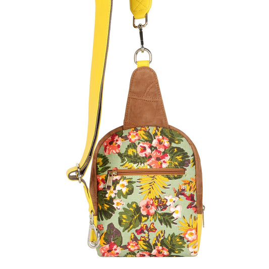 Tour Sling backpack w/ Front Pocket - Summer Jungle - Upcycled - BagNook