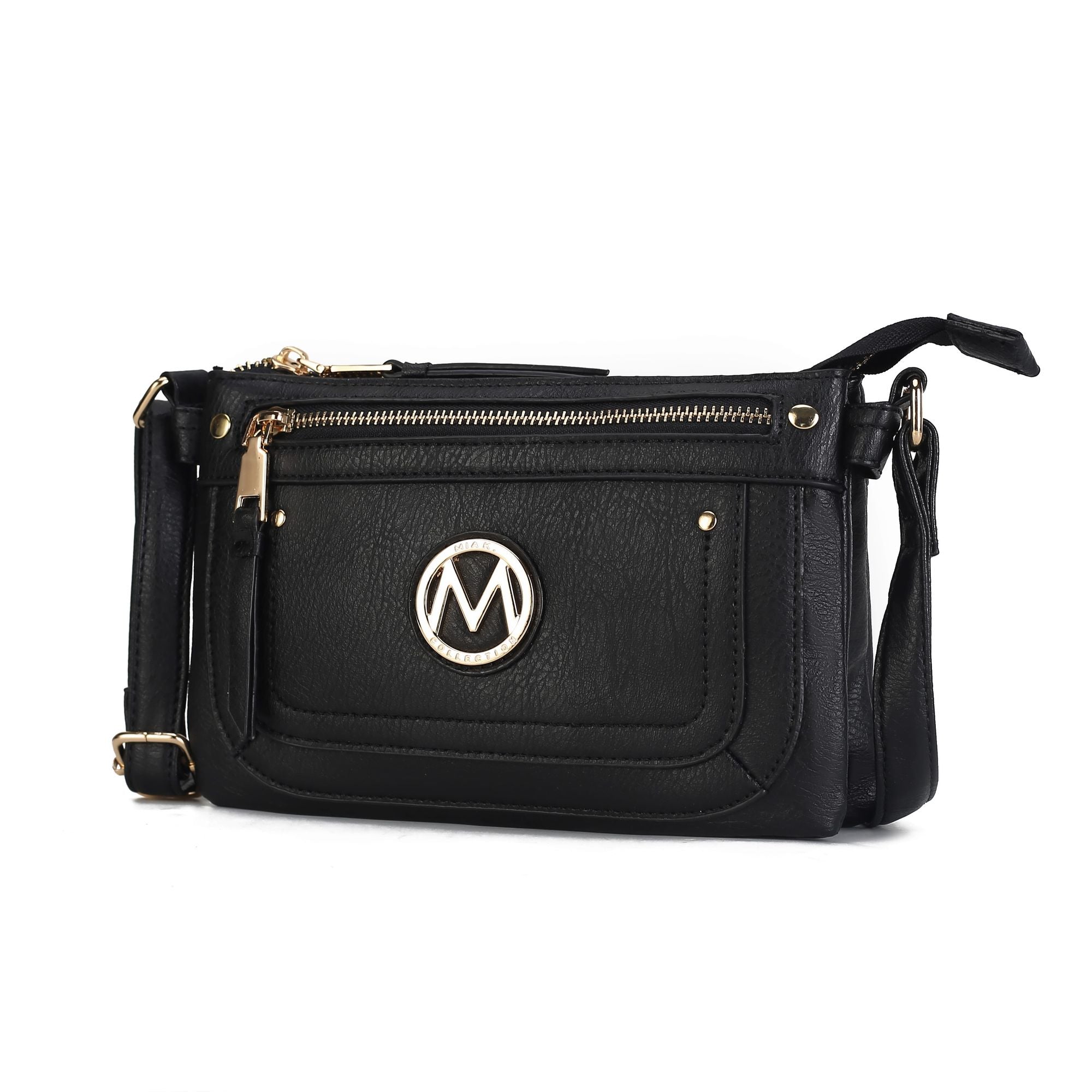 (black)Elaina Multi Pocket Crossbody Handbag by Mia K - BagNook