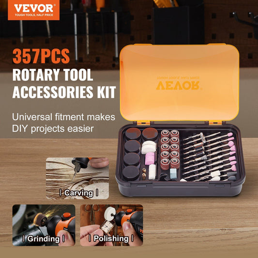 VEVOR All Purpose Rotary Tool Accessory Kit, 357pcs - 1/8"D Shanks - BagNook