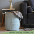 Load image into Gallery viewer, Recycled Cotton Laundry Basket - White Blue Mélange Woven Rope - BagNook
