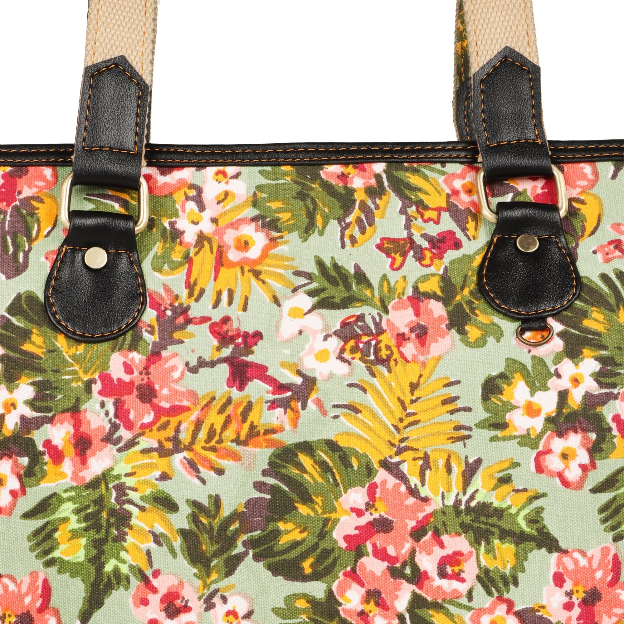 Mia Square Leather Tote Bag - Summer Jungle - Upcycled - BagNook