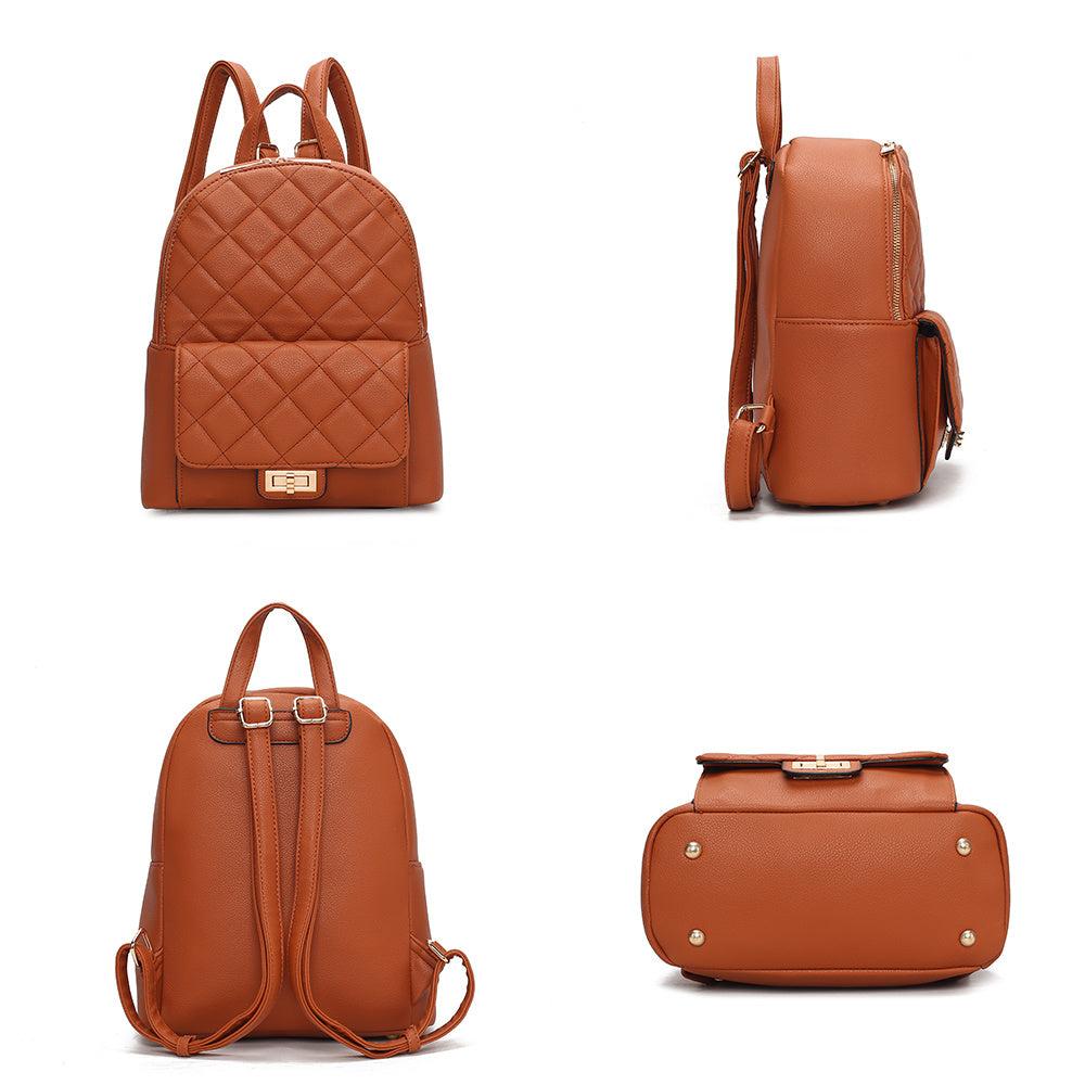(brown)Dimitria Quilted Daypack by Mia K - BagNook