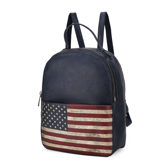 (navy)Briella Vegan Leather Women FLAG Backpack by Mia K - BagNook