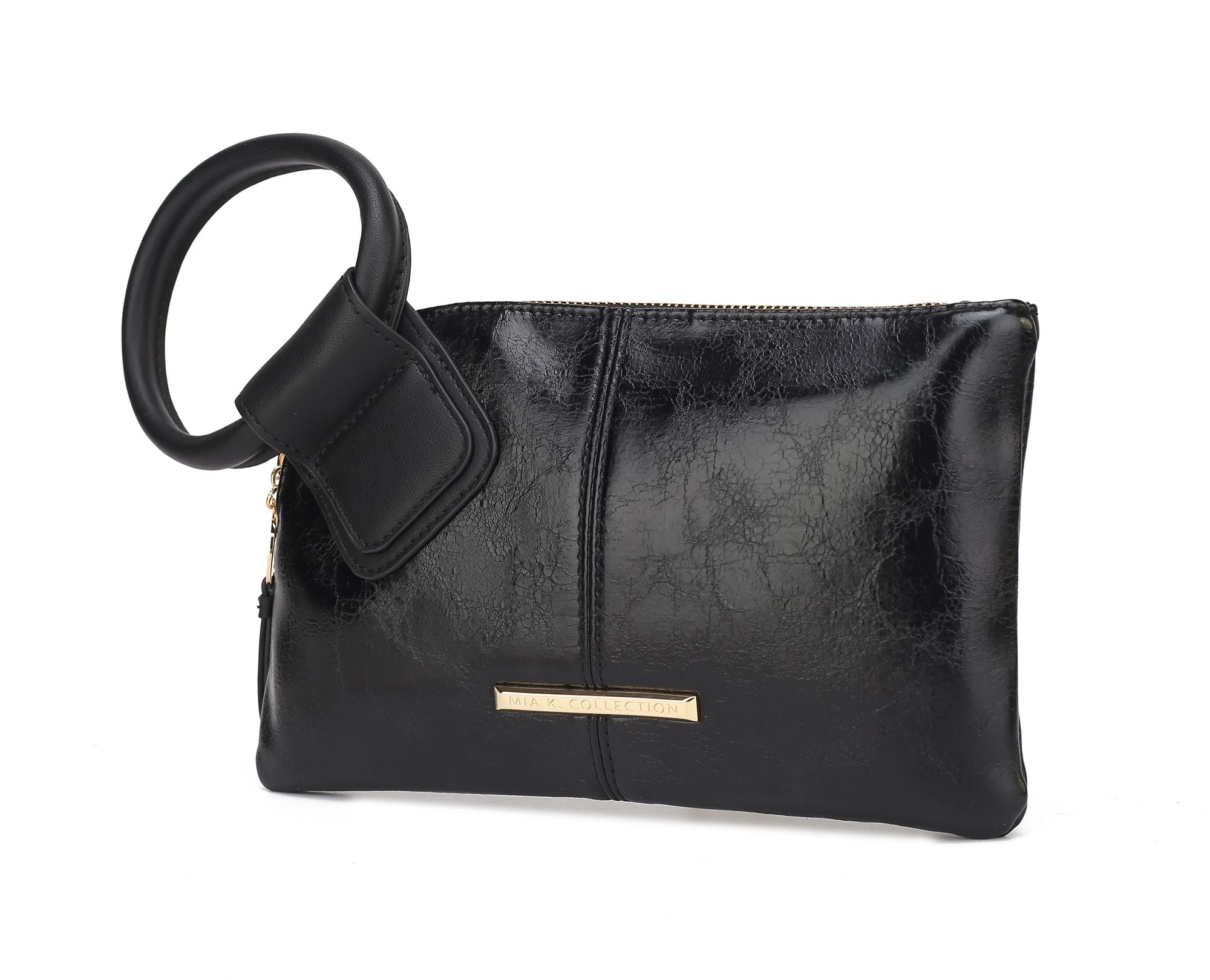 (black)Simone Clutch/Wristlet Handbag Vegan Leather by Mia k - BagNook