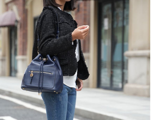 (navy)Larissa Women's Bucket Bag with Wallet by Mia k - BagNook