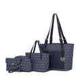 Load image into Gallery viewer, (navy)Havenly 4pc Signature Vegan Leather Tote Bag Set by Mia K - BagNook
