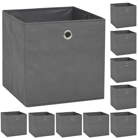 Storage Boxes 10pc Non-woven Fabric 12.6"x12.6"x12.6" - Gray - BagNook