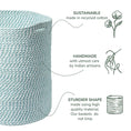Load image into Gallery viewer, Recycled Cotton Laundry Basket - White Blue Mélange Woven Rope - BagNook
