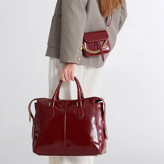 (burgundy)Yareli Tote w/Mini Crossbody Bag Set by Mia K - BagNook