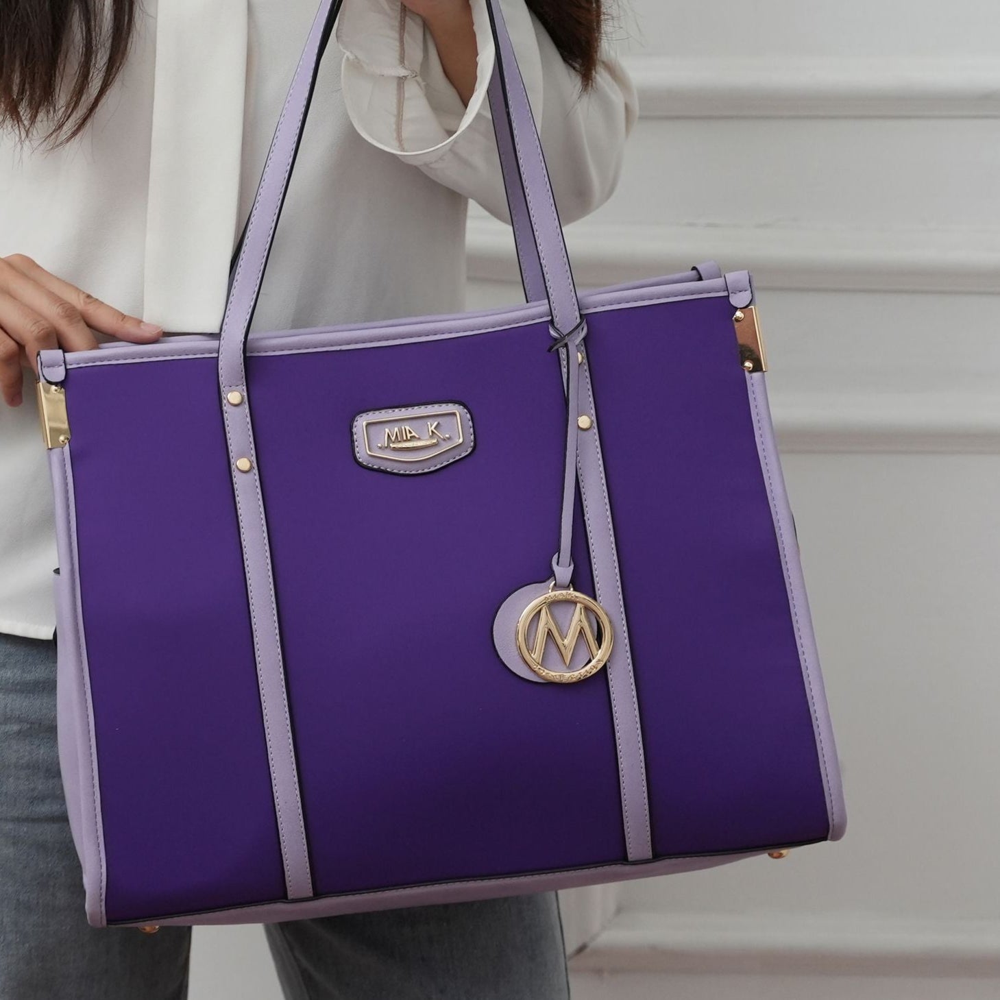 (purple lavender)Kindred Oversize Tote Vegan Leather by Mia k - BagNook