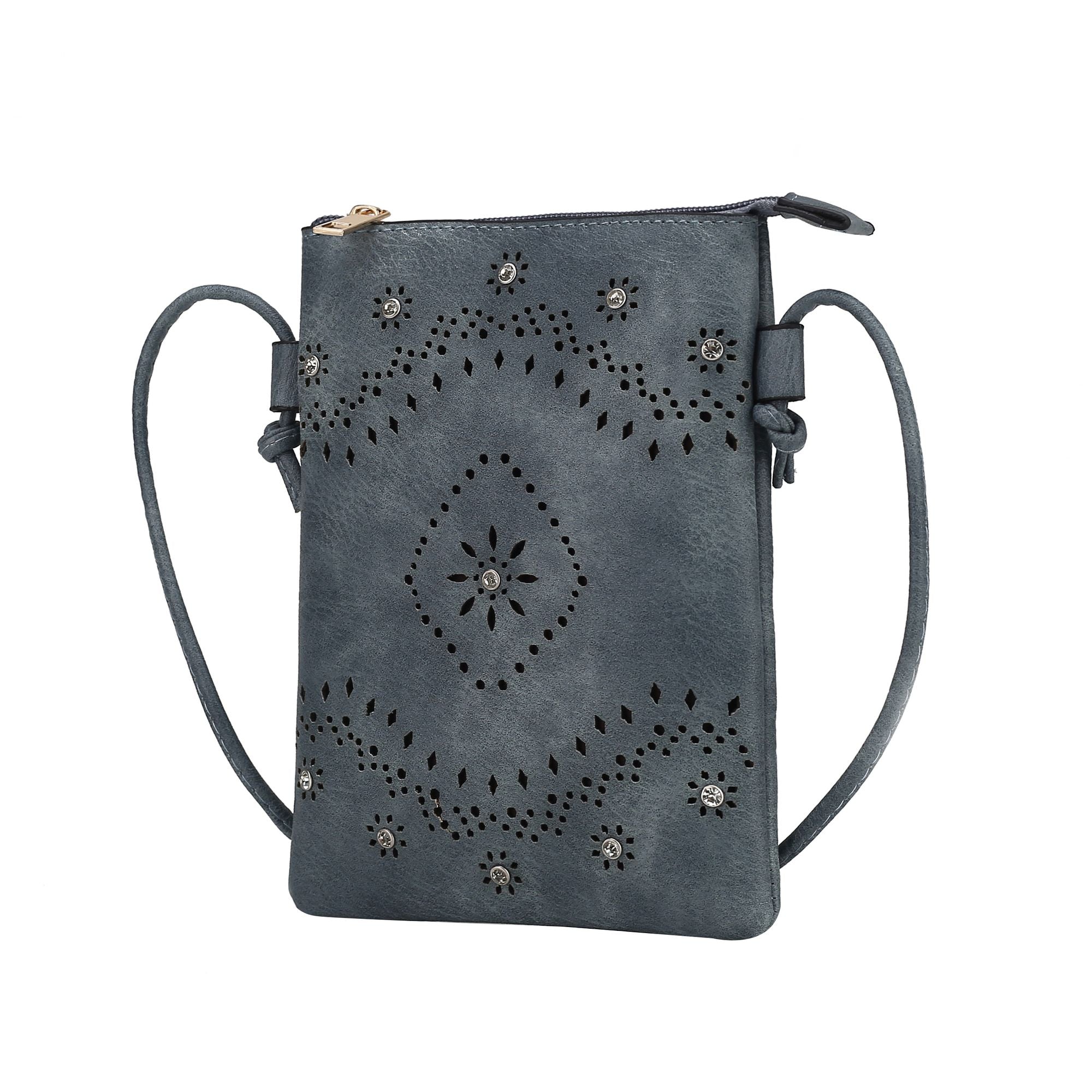 (navy)Arlett Crossbody Vegan Leather Bag by Mia K - BagNook