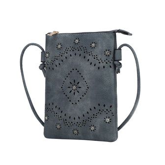(navy)Arlett Crossbody Vegan Leather Bag by Mia K - BagNook