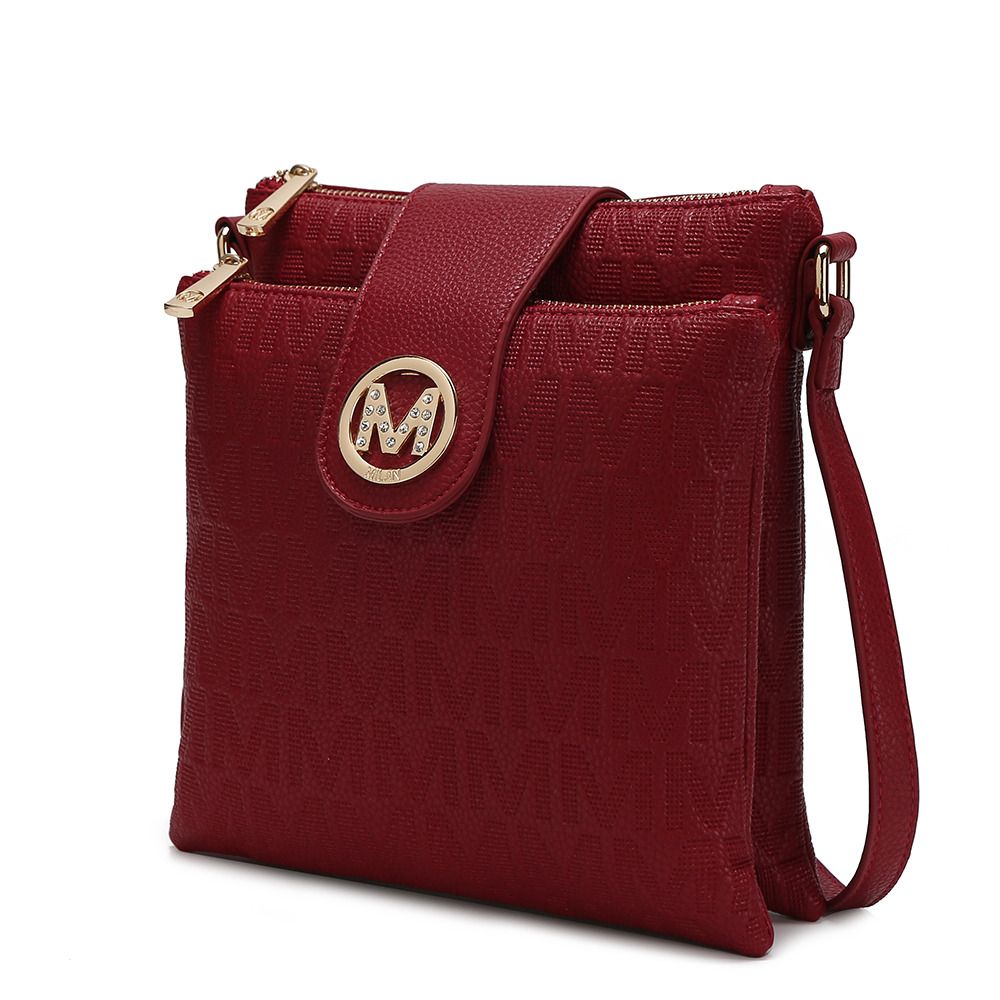 (red)Marietta M Signature Crossbody Bag by Mia K - BagNook
