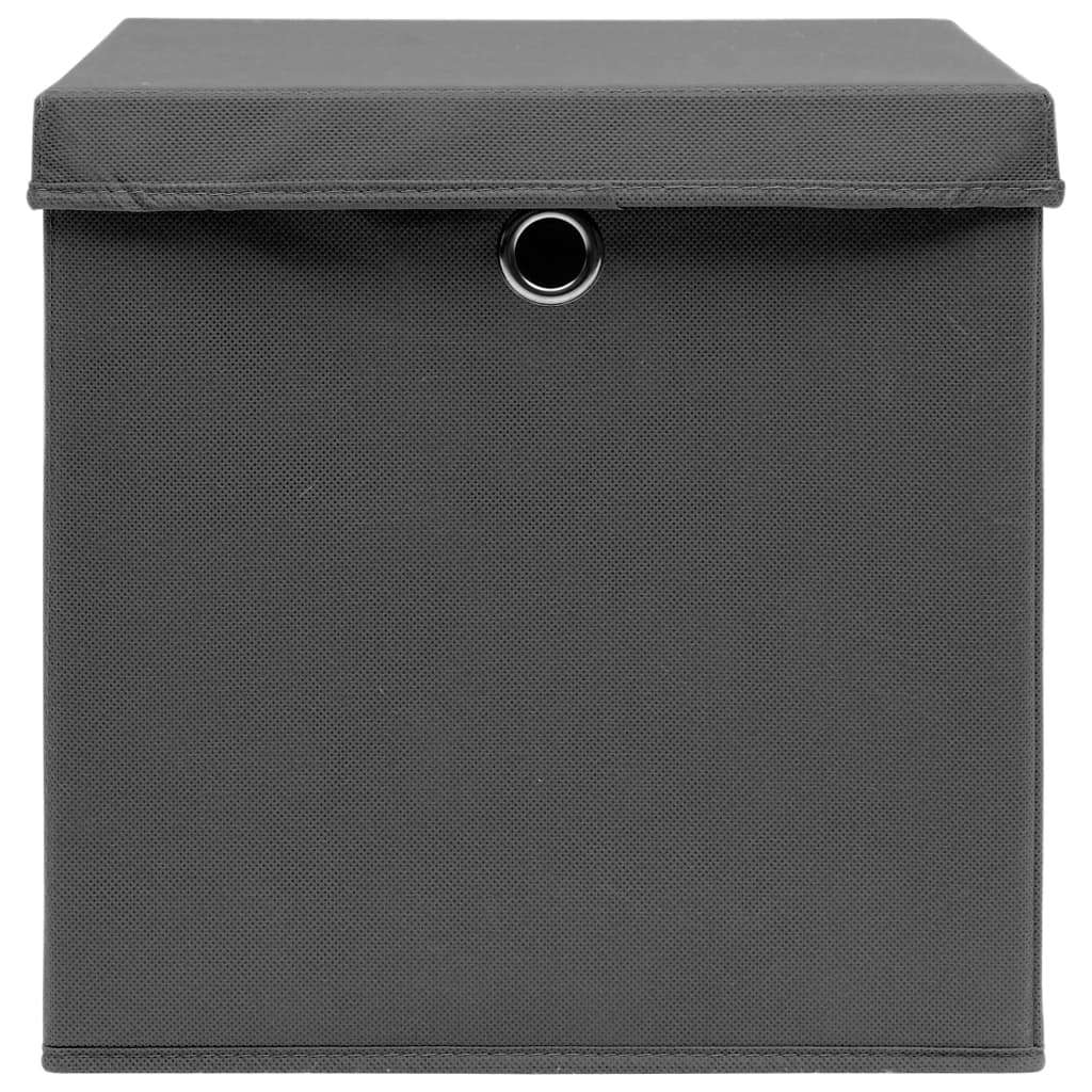 Storage Boxes with Covers 4 pcs 11x11x11in - Gray - BagNook
