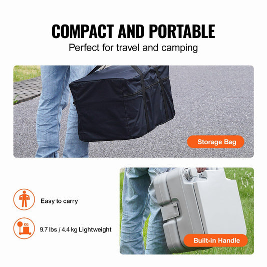 VEVOR Portable Toilet for Camping with 3.2-Gal Waste Tank & 3.2-Gal Flush Tank - BagNook