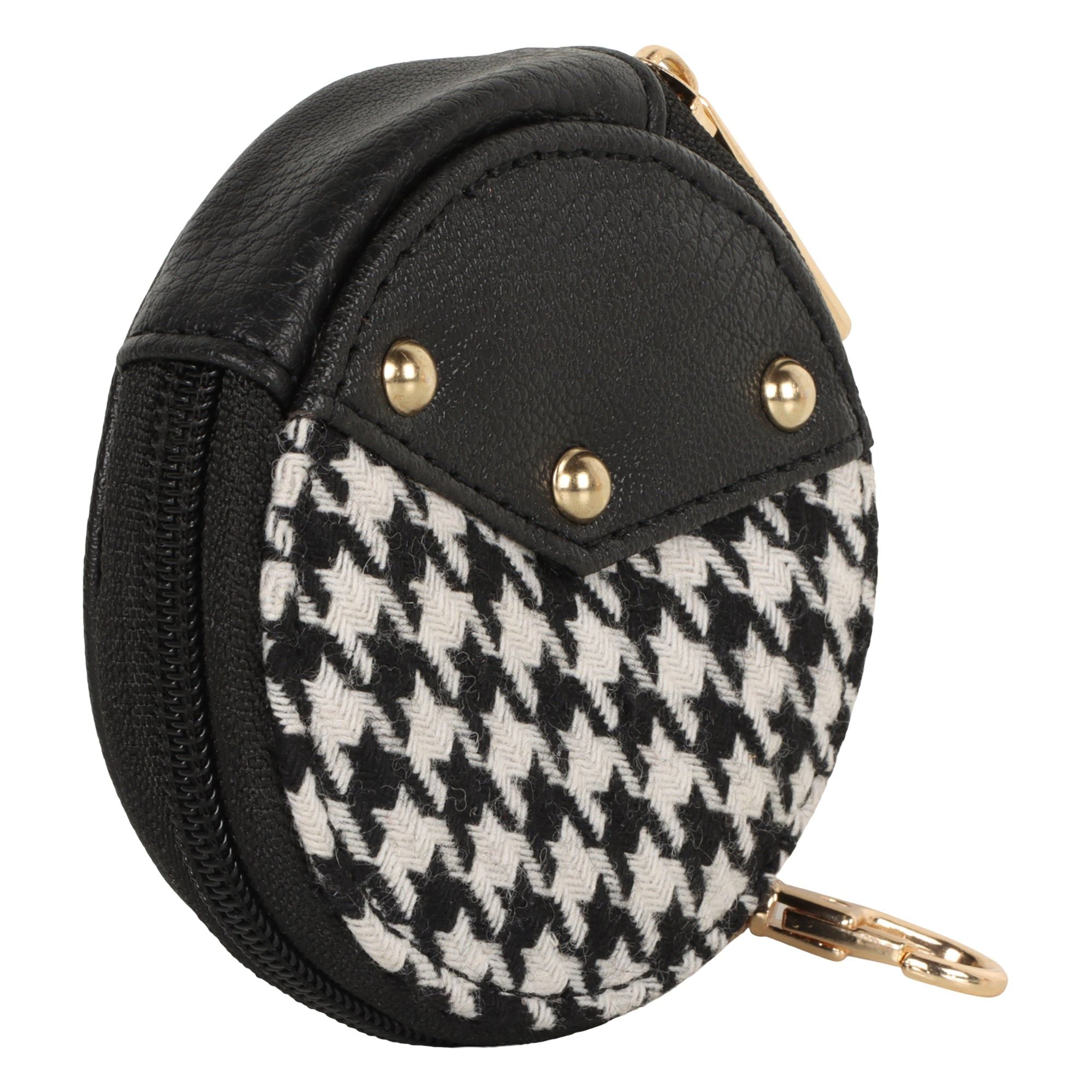Millie Houndstooth Print Keyfob Coin Purse - BagNook