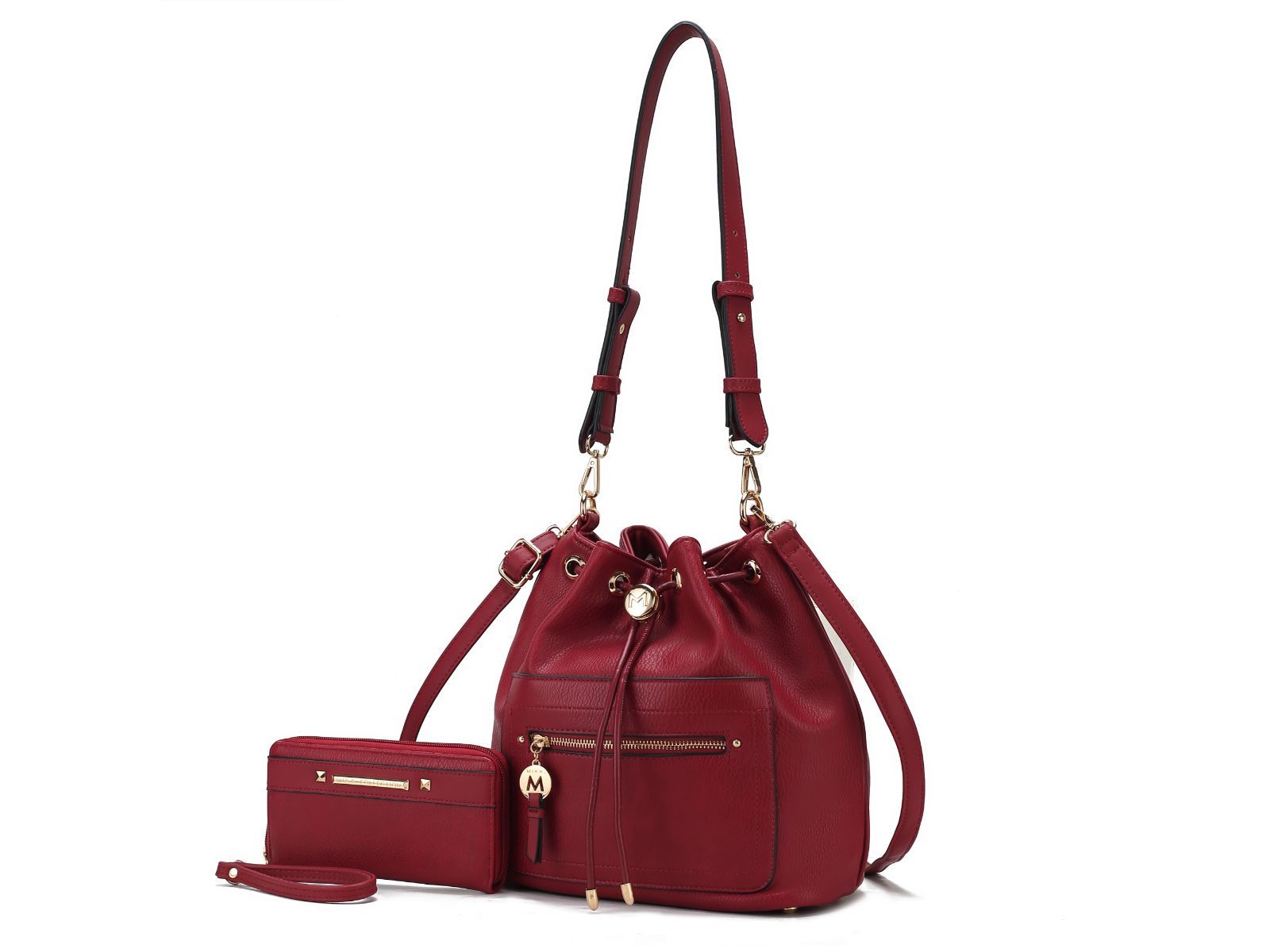(red)Larissa Women's Bucket Bag with Wallet by Mia k - BagNook