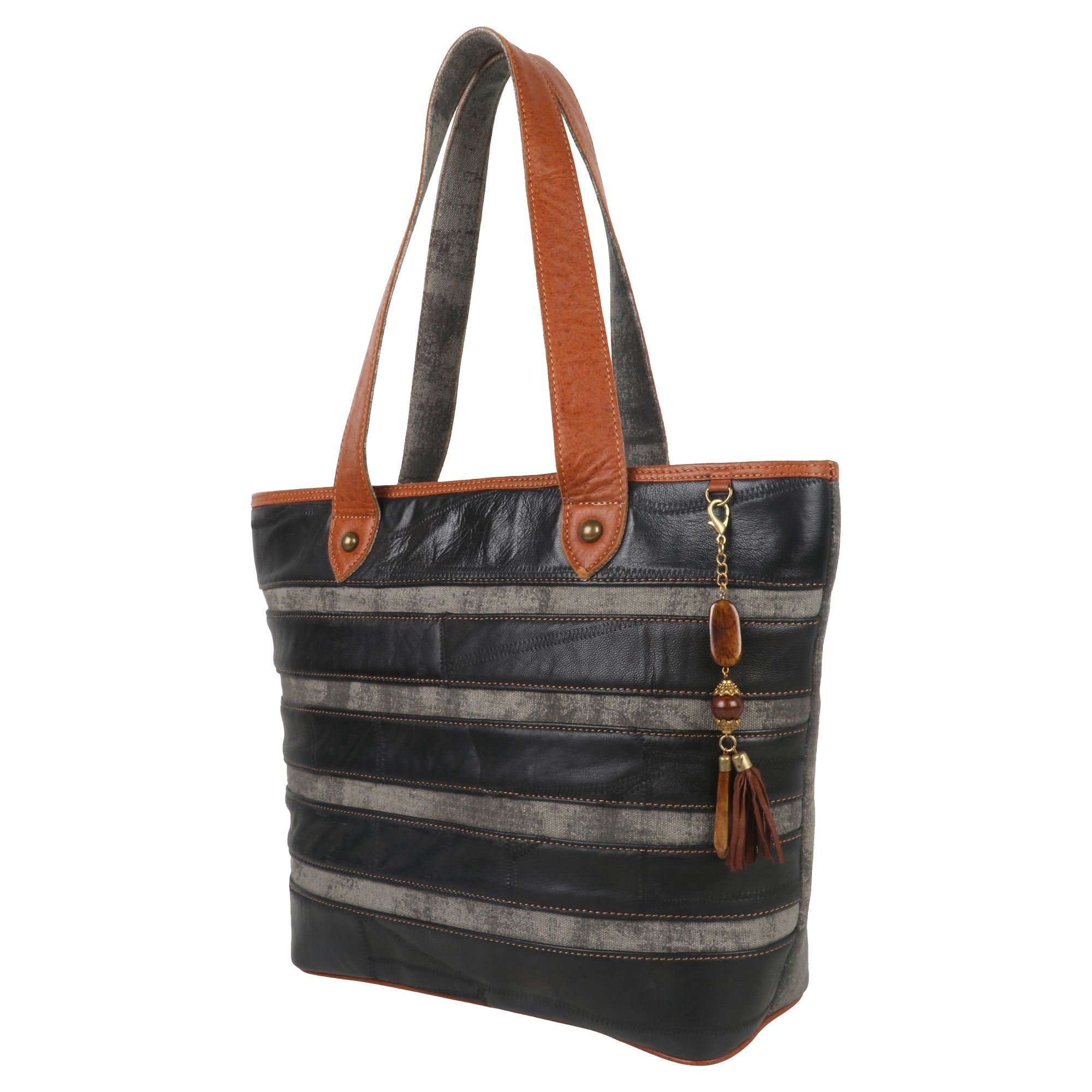 Inde Black Tote - Upcycled Leather - BagNook