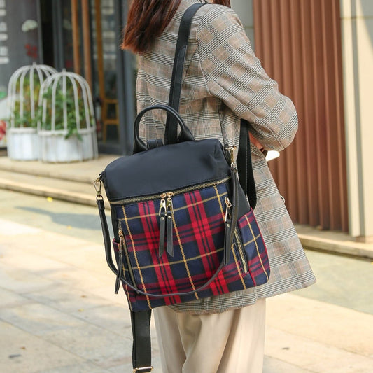 (red)Nishi Plaid Backpack Women by Mia K - BagNook